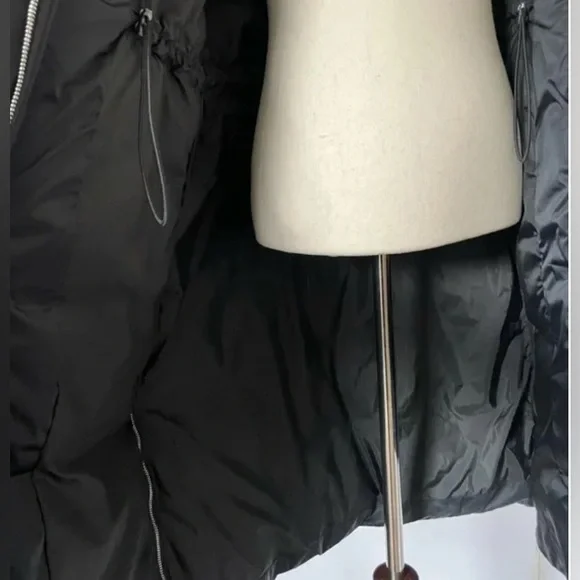 NWOT Theory Norine R Black Taffeta Poly Down Winter Puff Coat with Hood - Picture 6 of 6